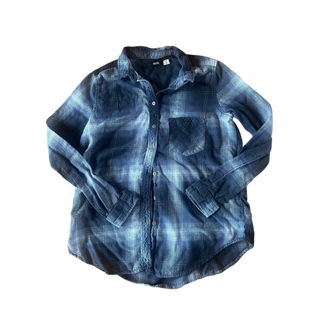 BDG Urban Outfitters Oversized Blue Plaid Flannel Shirt